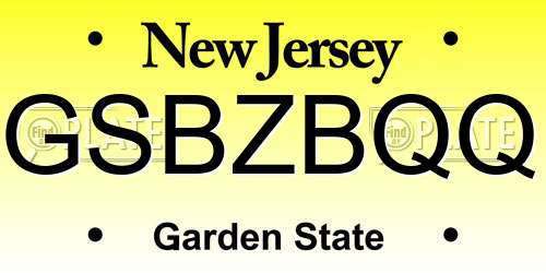 GSBZBQQ New Jersey License Plate