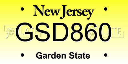 GSD860 New Jersey License Plate