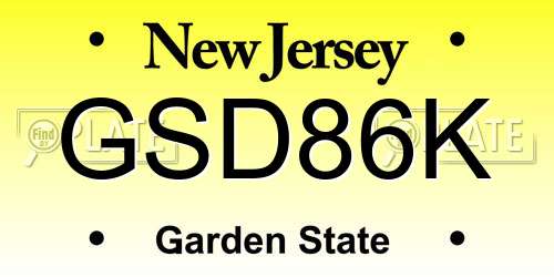 GSD86K New Jersey License Plate