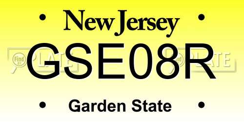 GSE08R New Jersey License Plate