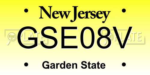 GSE08V New Jersey License Plate