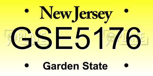 GSE5176 New Jersey License Plate