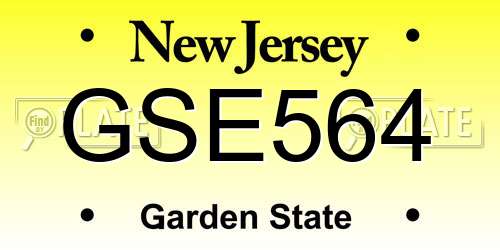 GSE564 New Jersey License Plate