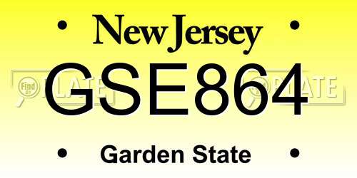 GSE864 New Jersey License Plate