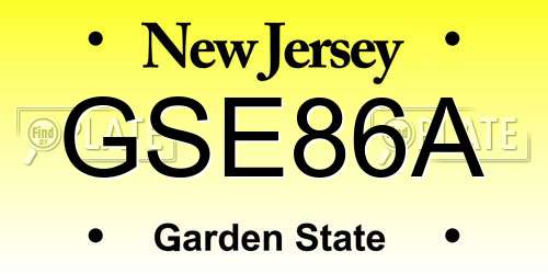 GSE86A New Jersey License Plate