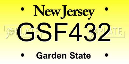 GSF432 New Jersey License Plate