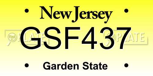 GSF437 New Jersey License Plate
