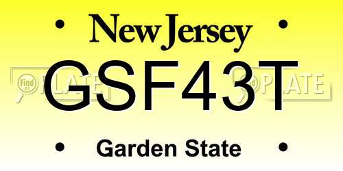 GSF43T New Jersey License Plate