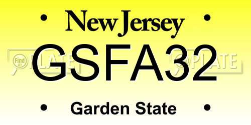 GSFA32 New Jersey License Plate