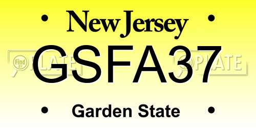 GSFA37 New Jersey License Plate