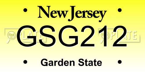 GSG212 New Jersey License Plate