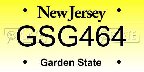 GSG464 New Jersey License Plate