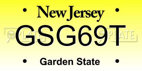 GSG69T New Jersey License Plate