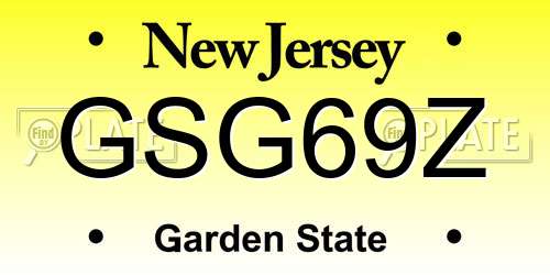 GSG69Z New Jersey License Plate