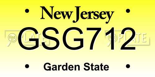 GSG712 New Jersey License Plate