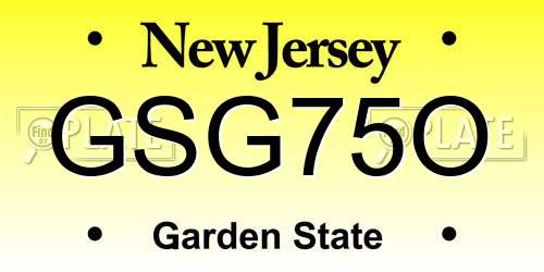 GSG75O New Jersey License Plate