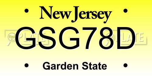 GSG78D New Jersey License Plate