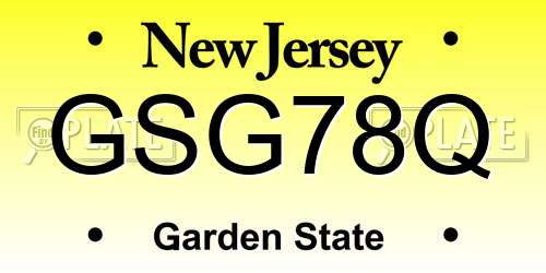 GSG78Q New Jersey License Plate