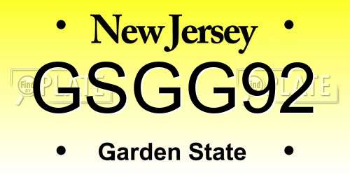 GSGG92 New Jersey License Plate