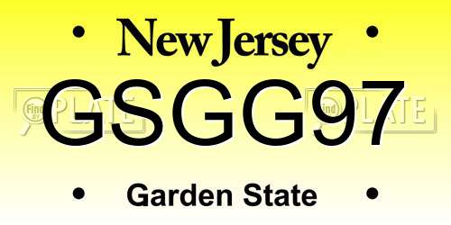 GSGG97 New Jersey License Plate