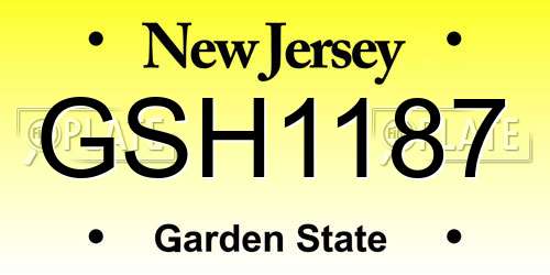 GSH1187 New Jersey License Plate