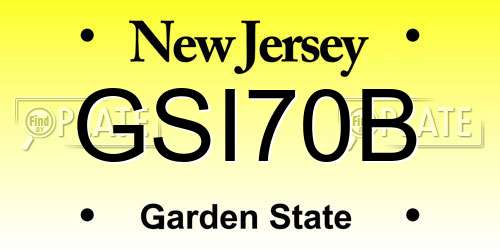 GSI70B New Jersey License Plate