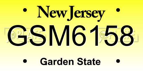 GSM6158 New Jersey License Plate