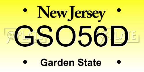 GSO56D New Jersey License Plate