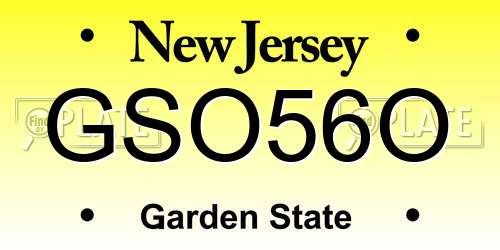 GSO56O New Jersey License Plate