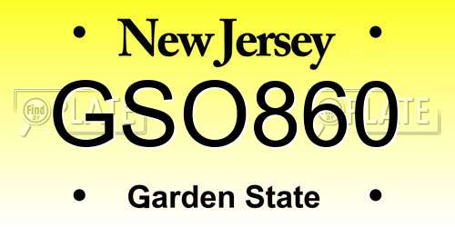 GSO860 New Jersey License Plate