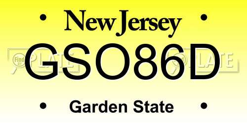 GSO86D New Jersey License Plate