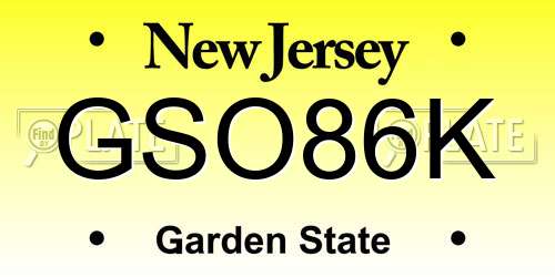 GSO86K New Jersey License Plate