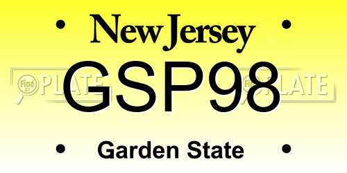 GSP98 New Jersey License Plate