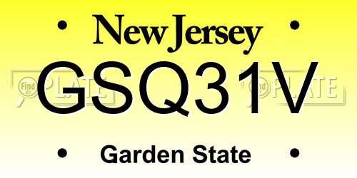 GSQ31V New Jersey License Plate