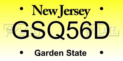 GSQ56D New Jersey License Plate