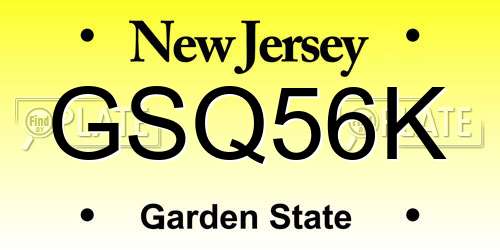 GSQ56K New Jersey License Plate