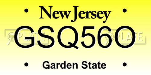 GSQ56O New Jersey License Plate