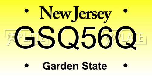GSQ56Q New Jersey License Plate