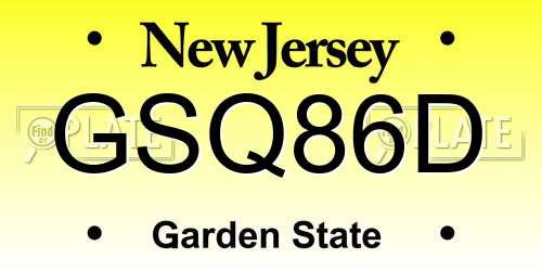 GSQ86D New Jersey License Plate