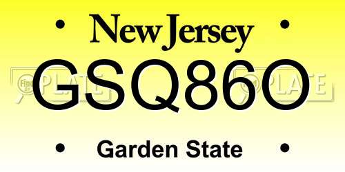 GSQ86O New Jersey License Plate