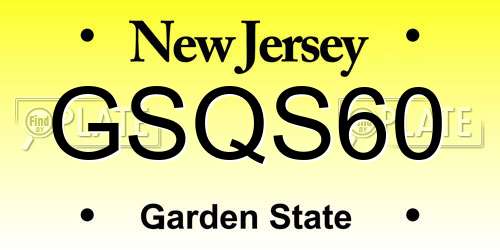 GSQS60 New Jersey License Plate
