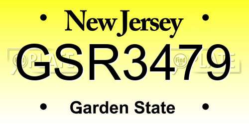 GSR3479 New Jersey License Plate