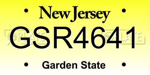 GSR4641 New Jersey License Plate
