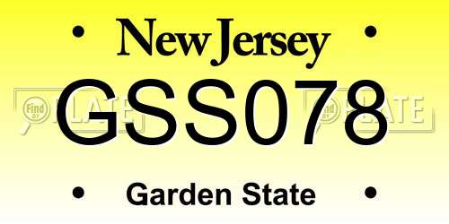 GSS078 New Jersey License Plate