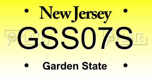GSS07S New Jersey License Plate