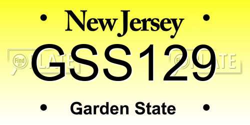 GSS129 New Jersey License Plate