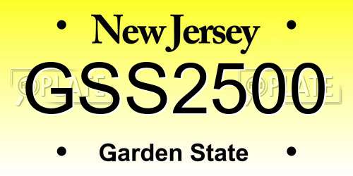 GSS2500 New Jersey License Plate