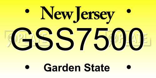 GSS7500 New Jersey License Plate