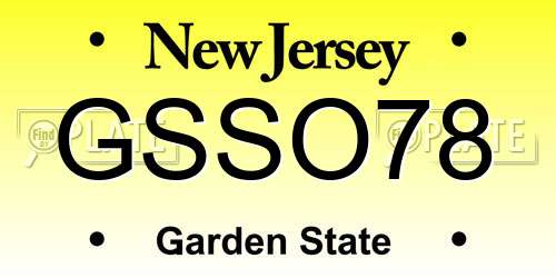 GSSO78 New Jersey License Plate