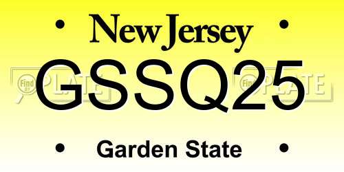 GSSQ25 New Jersey License Plate